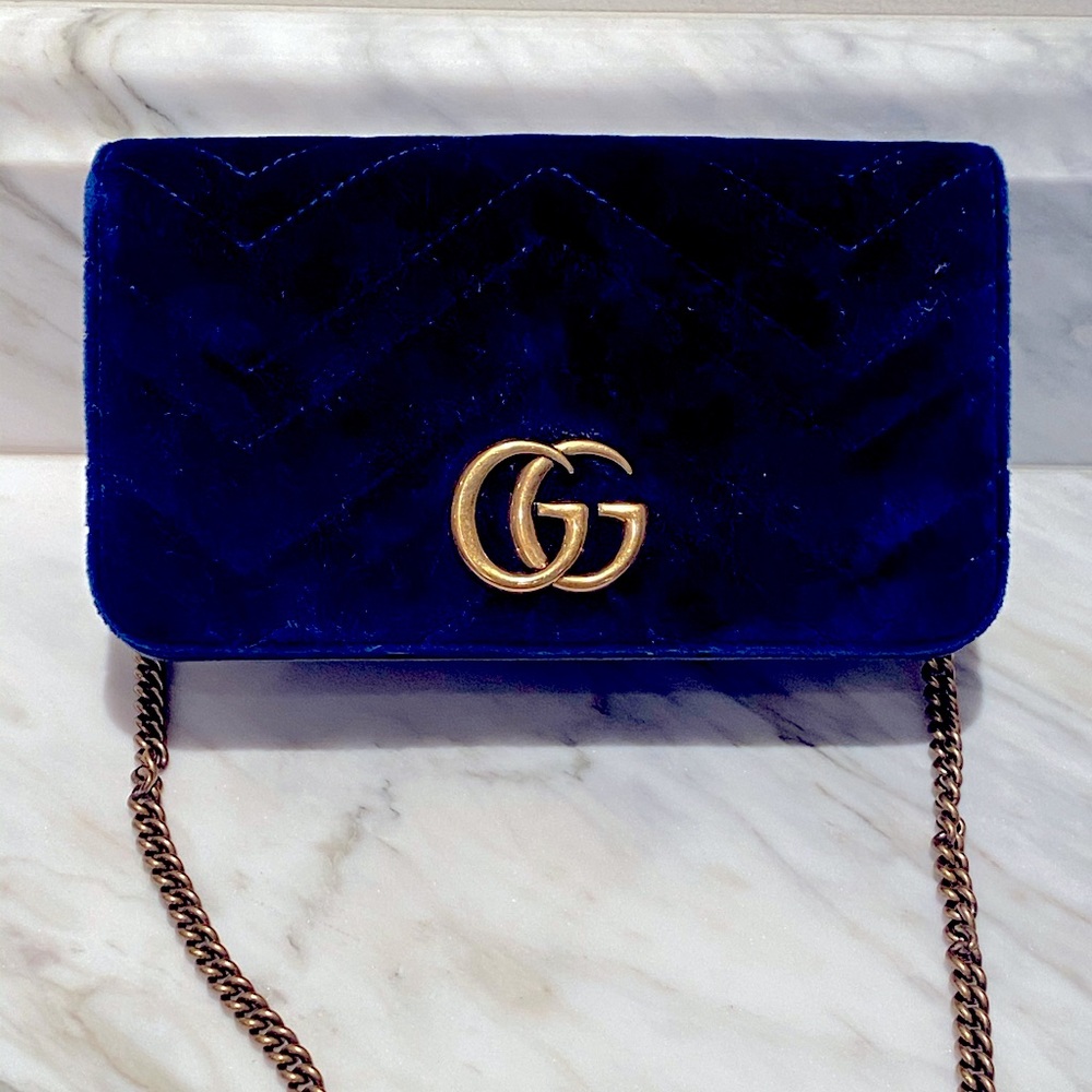 💙Gucci Mini Velvet GG Marmont Matelassé